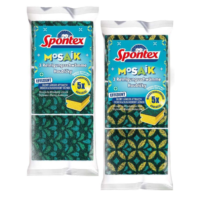 Spontex éponges à vaisselle mosaïque, couleurs assorties, 3 pièces